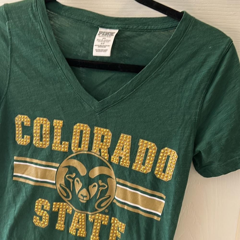 Rare Colorado State Rams PINK Victoria’s Secret Collegiate football shirt SMALL - Picture 7 of 16